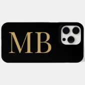 ブラックエレガント金ゴールドミニマルイニシャルモノグラム Case-Mate iPhoneケース (裏面 (横))