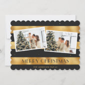 ブラックエレガント金ゴールドメリークリスマスフォトカード シーズンカード (正面)