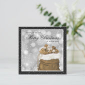 ブラックエレガント金ゴールドメリークリスマスホリデーカード シーズンカード (スタンド正面)