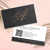 ブラックエレガント金ゴールドモノグラムのルクスレザー 名刺