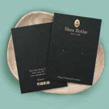 ブラックエレガント金ゴールドモノグラムイヤリングディスプレイカード