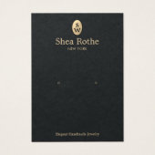 ブラックエレガント金ゴールドモノグラムイヤリングディスプレイカード (正面)