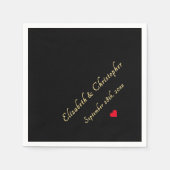 ブラックエレガント金ゴールドモノグラムウェディングパーティーカクテル スタンダードカクテルナプキン (正面)