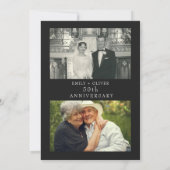 ブラックエレガント金ゴールドリーフ記念写真 招待状 (裏面)