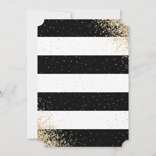 ブラックエレガント金ゴールドレッドローズフローラ30th誕生日 招待状 (裏面)