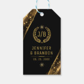 ブラックエレガント金ゴールドローレルトリートフェスティバルデザイン ギフトタグ (裏面)