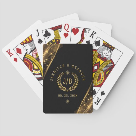 ブラックエレガント金ゴールドローレルトリートフェスティバルデザイン トランプ (裏面)