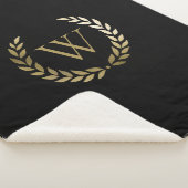 ブラックエレガント金ゴールドローレルリースモノグラム シェルパブランケット (3/4)