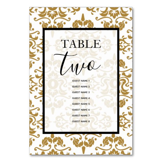 ブラックエレガント金ゴールドヴィンテージウェディングゲスト名 テーブルナンバー (裏面)
