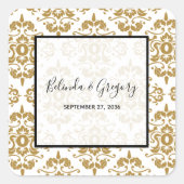 ブラックエレガント金ゴールドヴィンテージウェディング スクエアシール (正面)