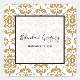 ブラックエレガント金ゴールドヴィンテージウェディング スクエアシール