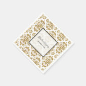 ブラックエレガント金ゴールドヴィンテージウェディング スタンダードカクテルナプキン (角)