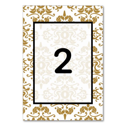 ブラックエレガント金ゴールドヴィンテージウェディング テーブルナンバー (正面)