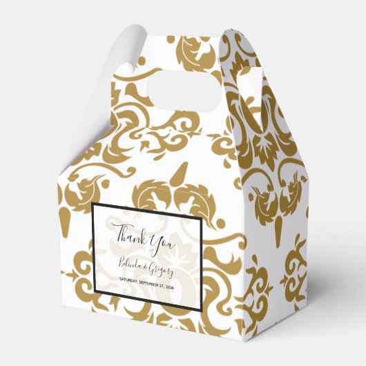 ブラックエレガント金ゴールドヴィンテージウェディング フェイバーボックス (正面サイド)