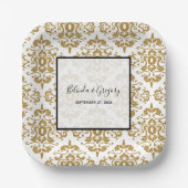 ブラックエレガント金ゴールドヴィンテージウェディング ペーパープレート (正面)