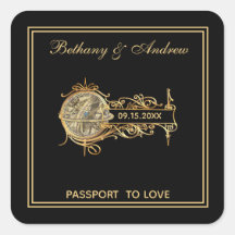 ブラックエレガント金ゴールドヴィンテージ結婚トラベル