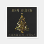 ブラックエレガント金ゴールド企業のオフィスホリデーパーティー スタンダードカクテルナプキン (正面)