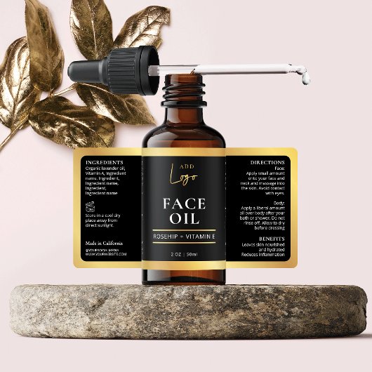 ブラックエレガント金ゴールド化粧用スキンケアボトルラベル ラベル