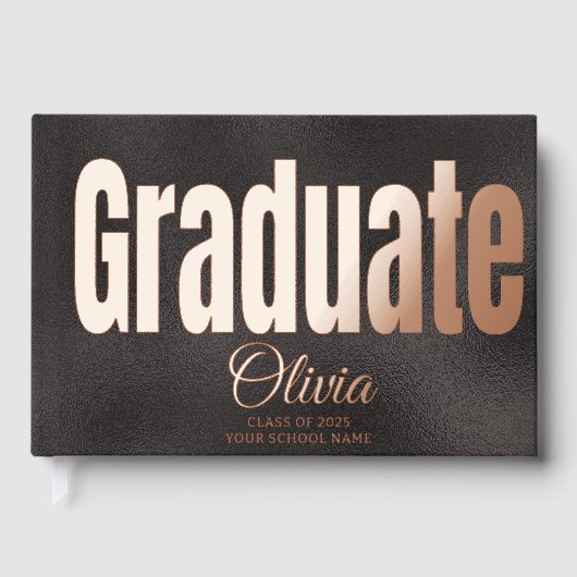 ブラックエレガント金ゴールド卒業パーティーゲスト ゲストブック (正面)