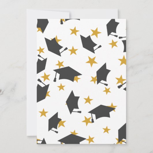 ブラックエレガント金ゴールド卒業パーティー招待状 案内状 (裏面)