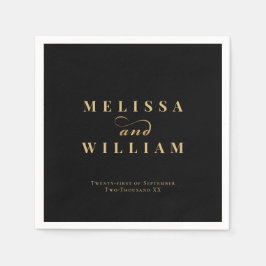 ブラックエレガント金ゴールド新婦結婚ズ スタンダードカクテルナプキン