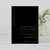 ブラックエレガント金ゴールド結婚フォイル招待状 箔招待状 (立ち正面)