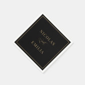 ブラックエレガント金ゴールド結婚書道 スタンダードカクテルナプキン (角)