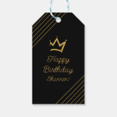 ブラックエレガント金ゴールド誕生日クラウン ギフトタグ (裏面)