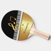 ブラックエレガント金ゴールド音楽ノート、ピアノ鍵 卓球ラケット (横)