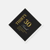 ブラックエレガント金ゴールド30誕生日カクテルパーティー スタンダードカクテルナプキン (角)