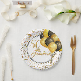 ブラックエレガント金ゴールド50と素晴らしい誕生日紙 ペーパープレート