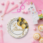 ブラックエレガント金ゴールド50と素晴らしい誕生日紙 ペーパープレート (パーティー)