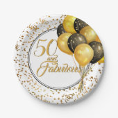 ブラックエレガント金ゴールド50と素晴らしい誕生日紙 ペーパープレート (正面)