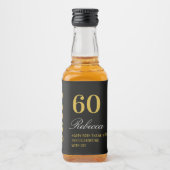 ブラックエレガント金ゴールド60th誕生日カクテルパーティー リキュールボトルラベル (正面)