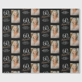 ブラックエレガント60と素晴らしい60番目の誕生日写真 ラッピングペーパー (フラット)