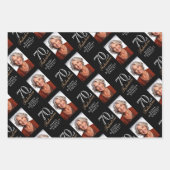 ブラックエレガント70と素晴らしい70th誕生日写真 ラッピングペーパーシート (正面2)