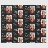 ブラックエレガント70と素晴らしい70th誕生日写真 ラッピングペーパー (フラット)