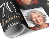 ブラックエレガント70と素晴らしい70th誕生日写真 ラッピングペーパー (ロールコーナー)