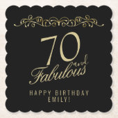 ブラックエレガント70歳と素晴らしい70歳の誕生日パーティー ペーパーコースター (正面)