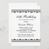 ブラックエレガント75thバースデーパーティーお祝い 招待状 (正面/裏面)