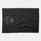 ブラックエレガント80だから何おもしろい引用文80番目の誕生日 キッチンタオル (横)