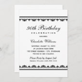 ブラックエレガント90thバースデーパーティーお祝い 招待状 (正面/裏面)