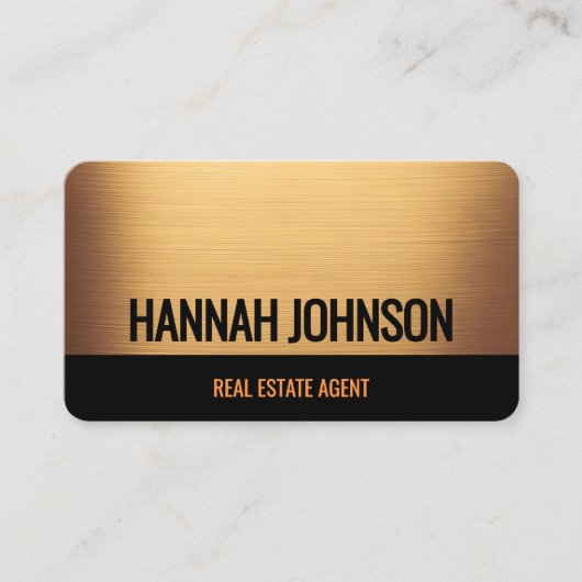 ブラックエレガント&ウォーム金ゴールドメタル名刺 名刺 (正面)