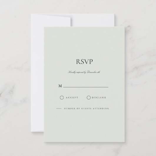 ブラックエレガント&セージグリーンRSVPカード 出欠カード (正面)