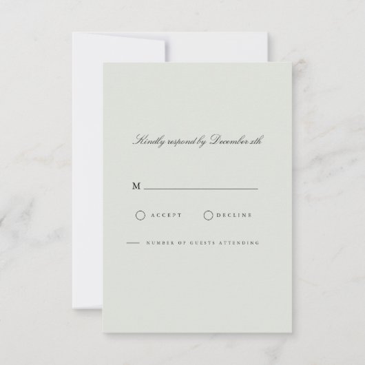 ブラックエレガント&セージグリーンRSVPカード 出欠カード (裏面)