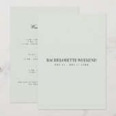 ブラックエレガント&セージバチェロレッテウィークエンドカード 招待状 (正面/裏面)