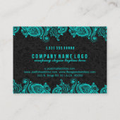 ブラックエレガント&ターコイズウェディングプランナー 名刺 (裏面)