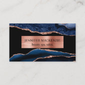 ブラックエレガント&ネイビーブルーバラ金ゴールドアガテラグジュアリー 名刺 (正面)