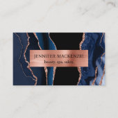 ブラックエレガント&ネイビーブルーバラ金ゴールドアガテラグジュアリー 名刺 (正面)