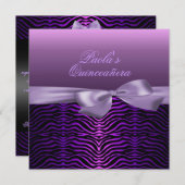 ブラックエレガント/パープルゼブラクインセアニラ招待状 招待状 (正面/裏面)
